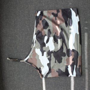 One Shoulder Camo Crop Top